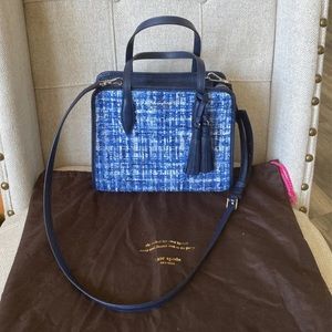 Kate Spade Blue Tweed Satchel Bag Purse
